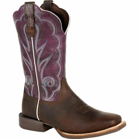 DURANGO Lady Rebel Pro  Women's Ventilated Plum Western Boot, OILDED BROWN/PLUM, M, Size 10 DRD0377